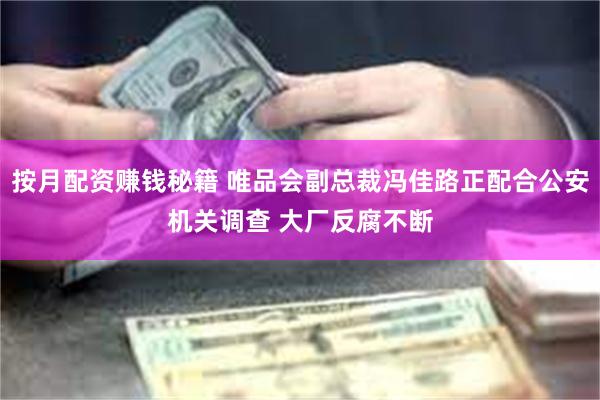 按月配资赚钱秘籍 唯品会副总裁冯佳路正配合公安机关调查 大厂反腐不断