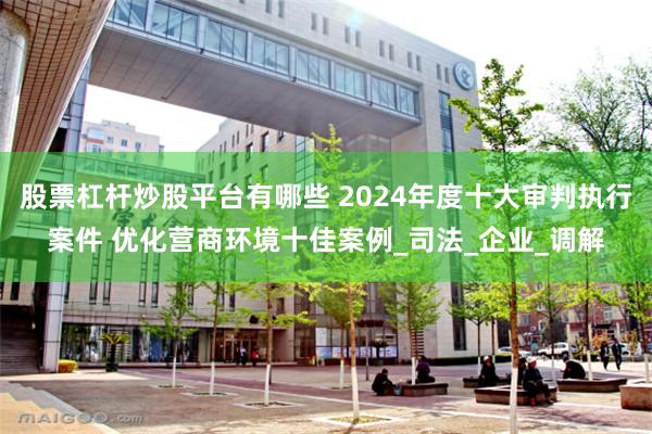 股票杠杆炒股平台有哪些 2024年度十大审判执行案件 优化营商环境十佳案例_司法_企业_调解