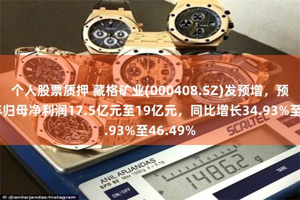 个人股票质押 藏格矿业(000408.SZ)发预增，预计上半年归母净利润17.5亿元至19亿元，同比增长34.93%至46.49%